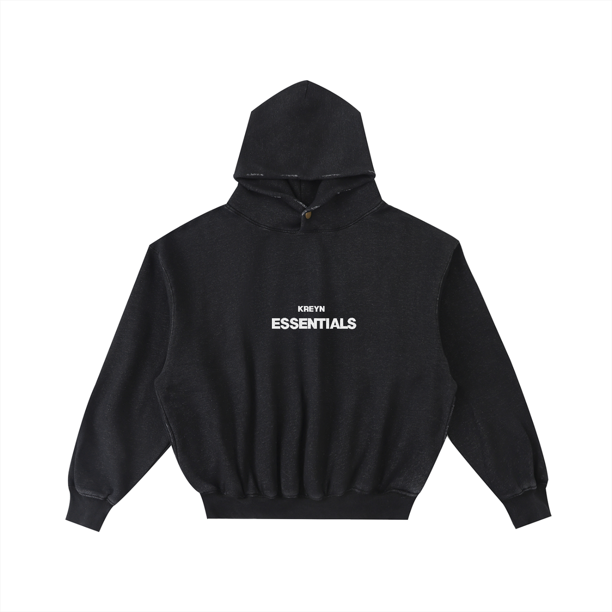 Embroidered Frayed Enzyme Washed Fleece Hoodie