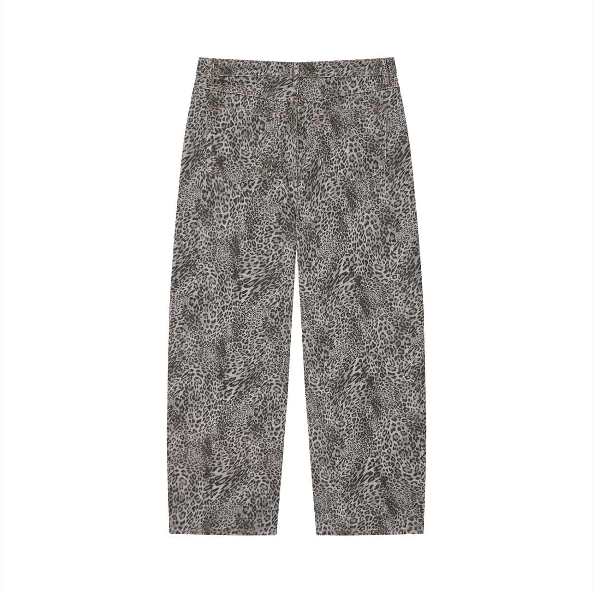 Unisex Vintage Wash Leopard Wide Leg Jeans