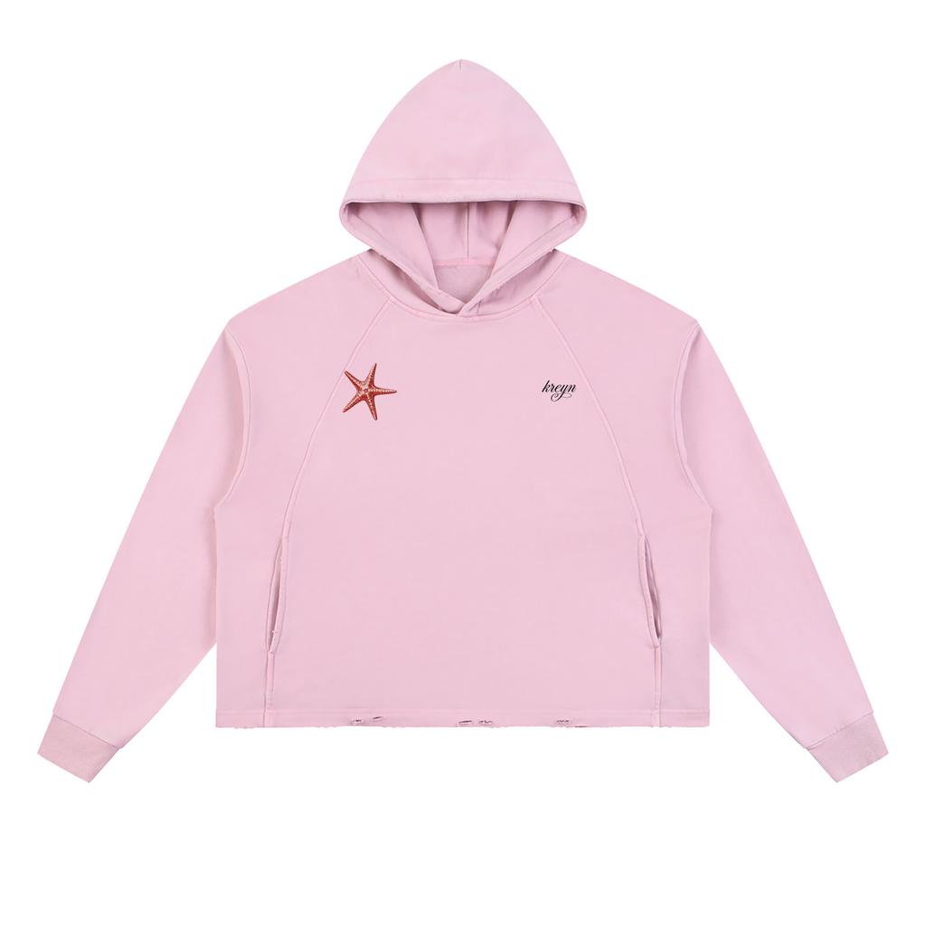 Vintage Washed Frayed-Hem Hoodie