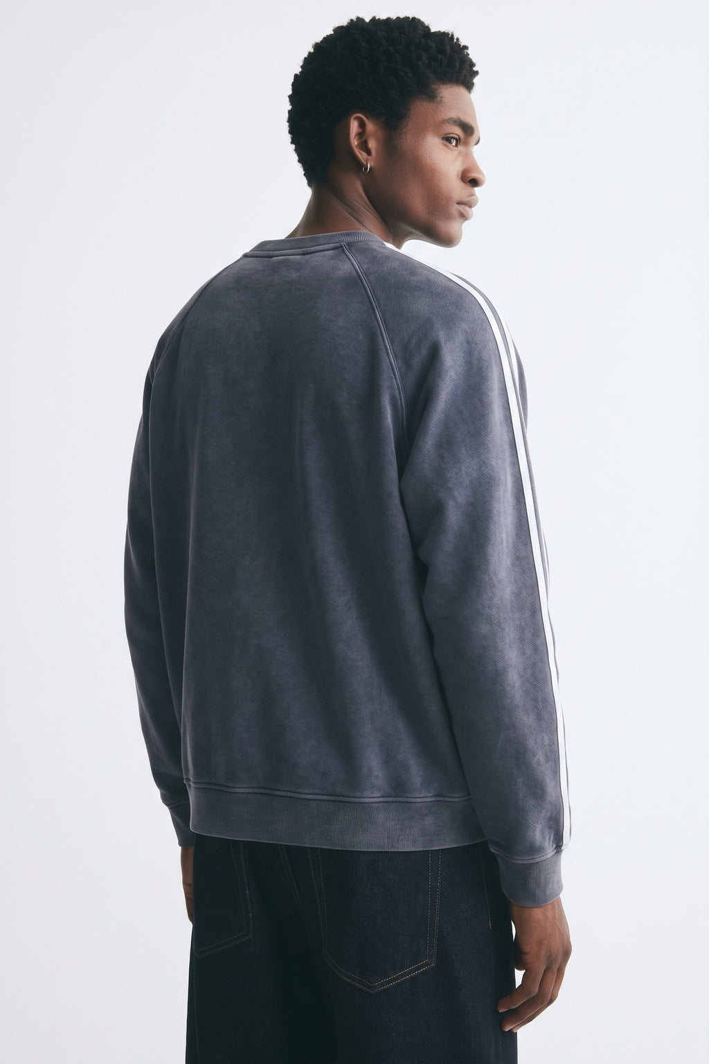 Snow Washed Contrast Tape Sweatshirt