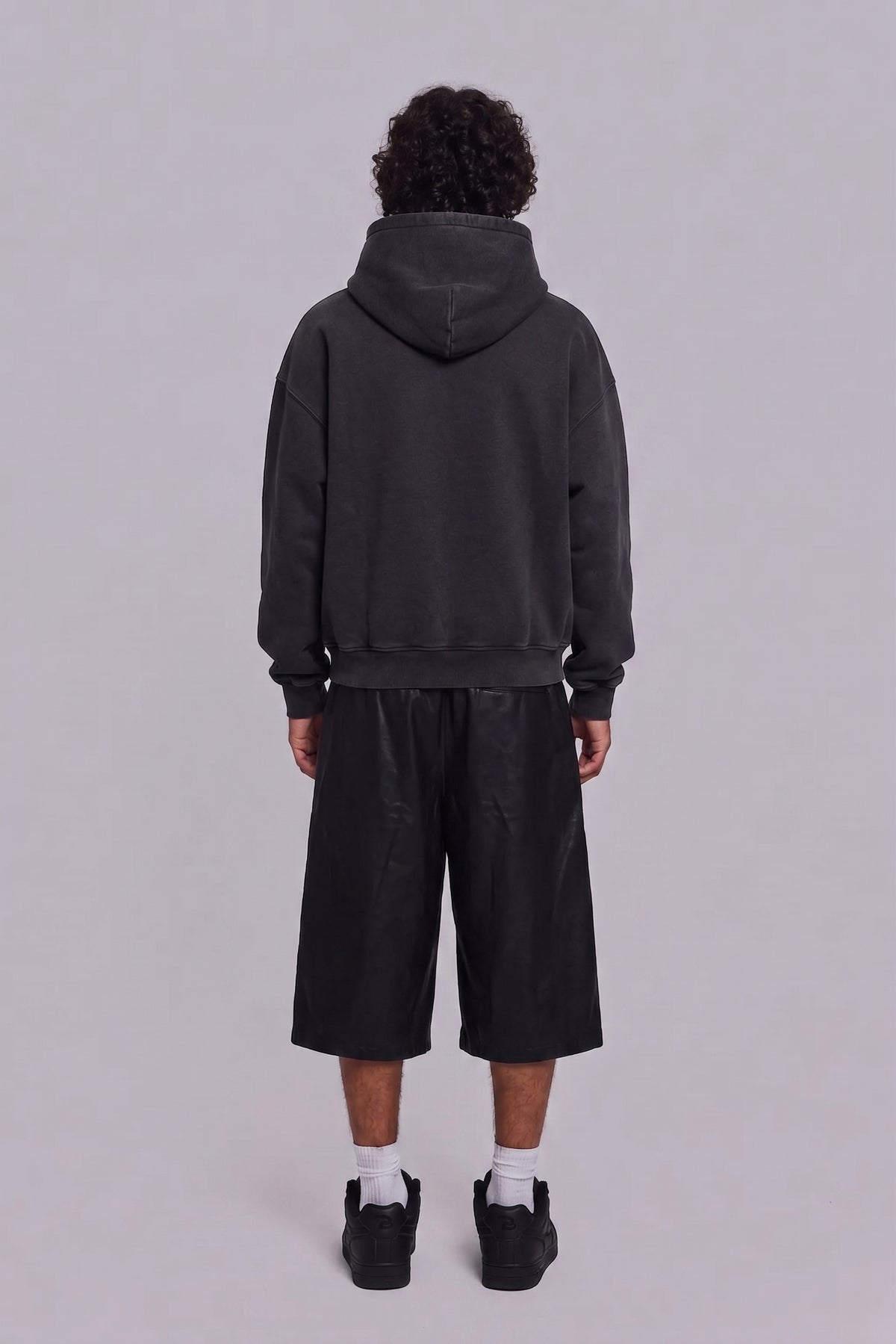 Embroidered Frayed Enzyme Washed Fleece Hoodie