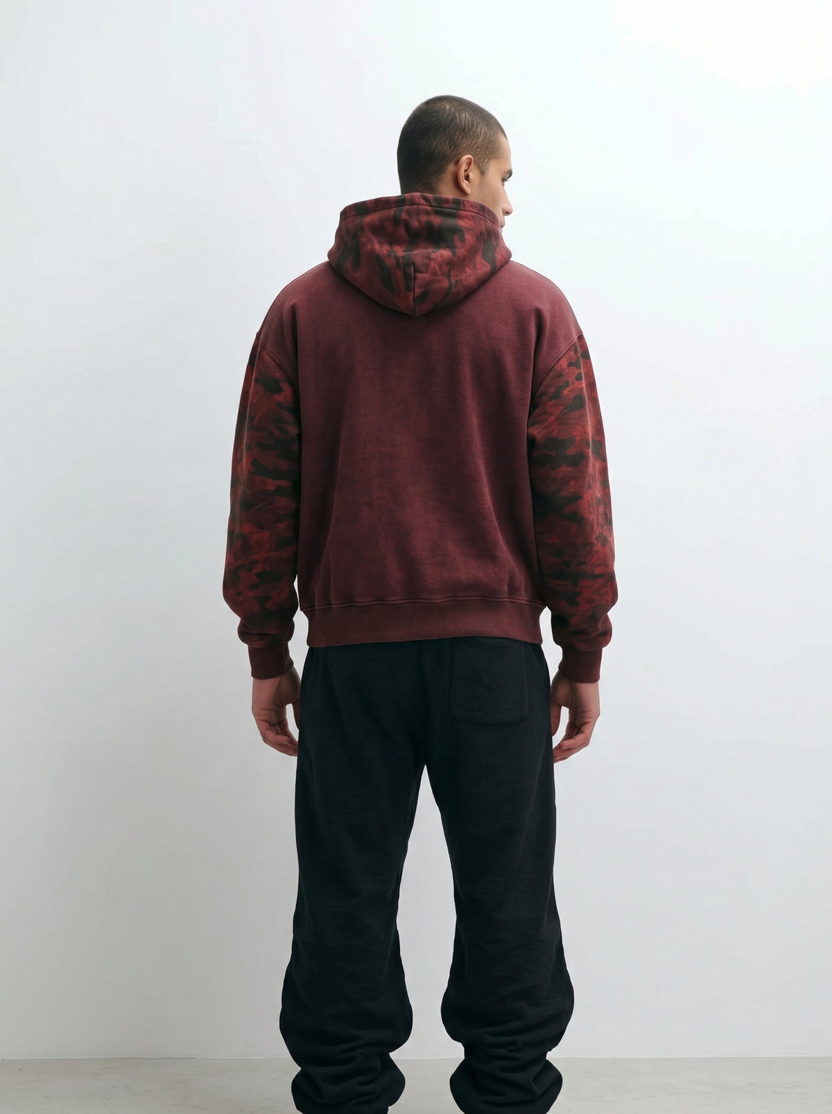 Unisex Colorblock Camo Full Zip Boxy Hoodie