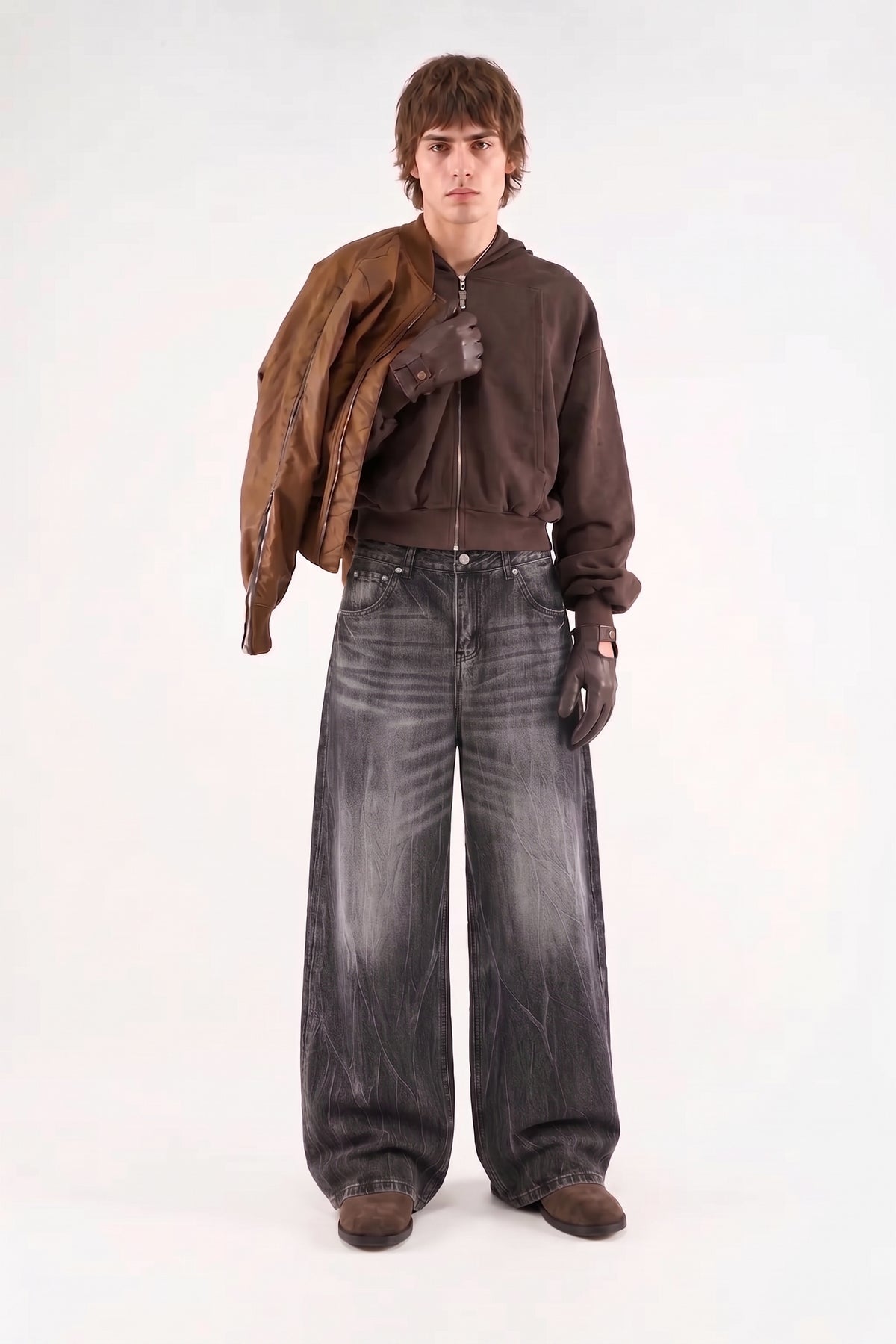 Men’s Vintage Wash Wide Leg Jeans