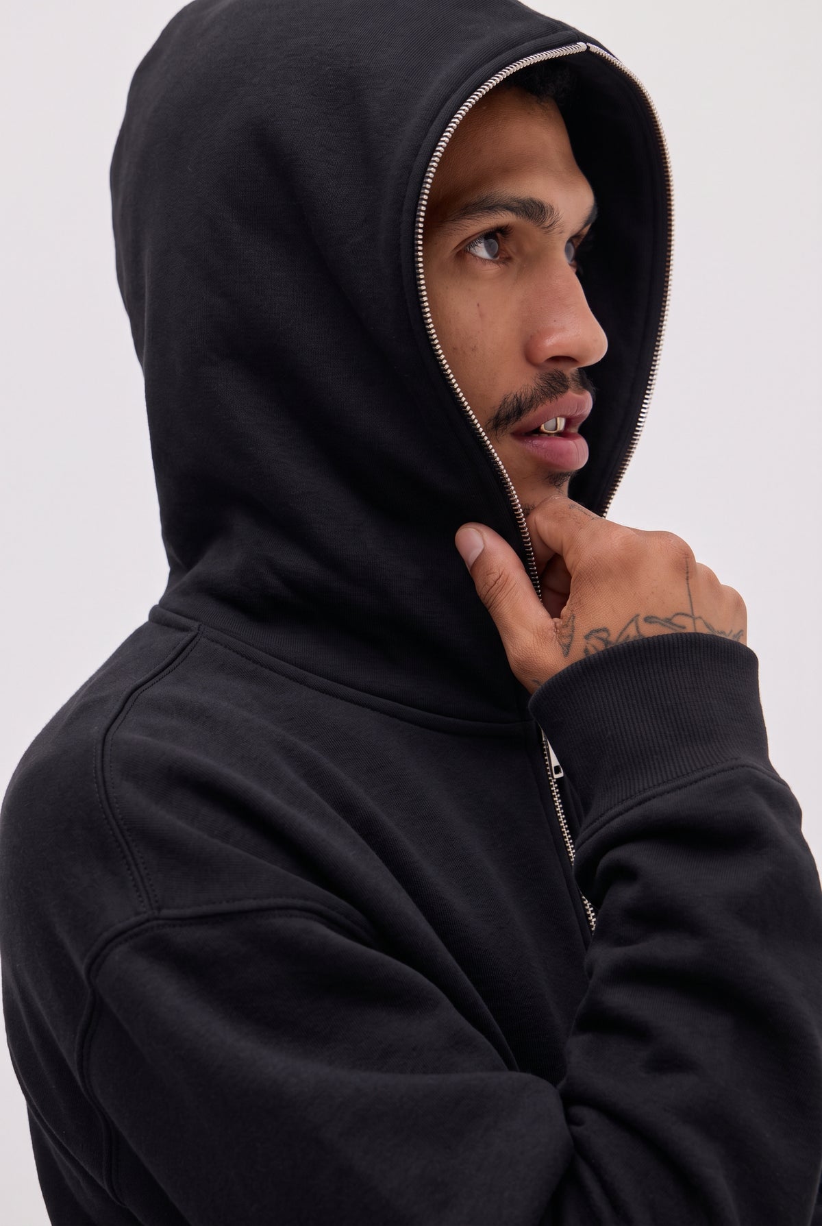 Fleeced Full-Zip Boxy Hoodie
