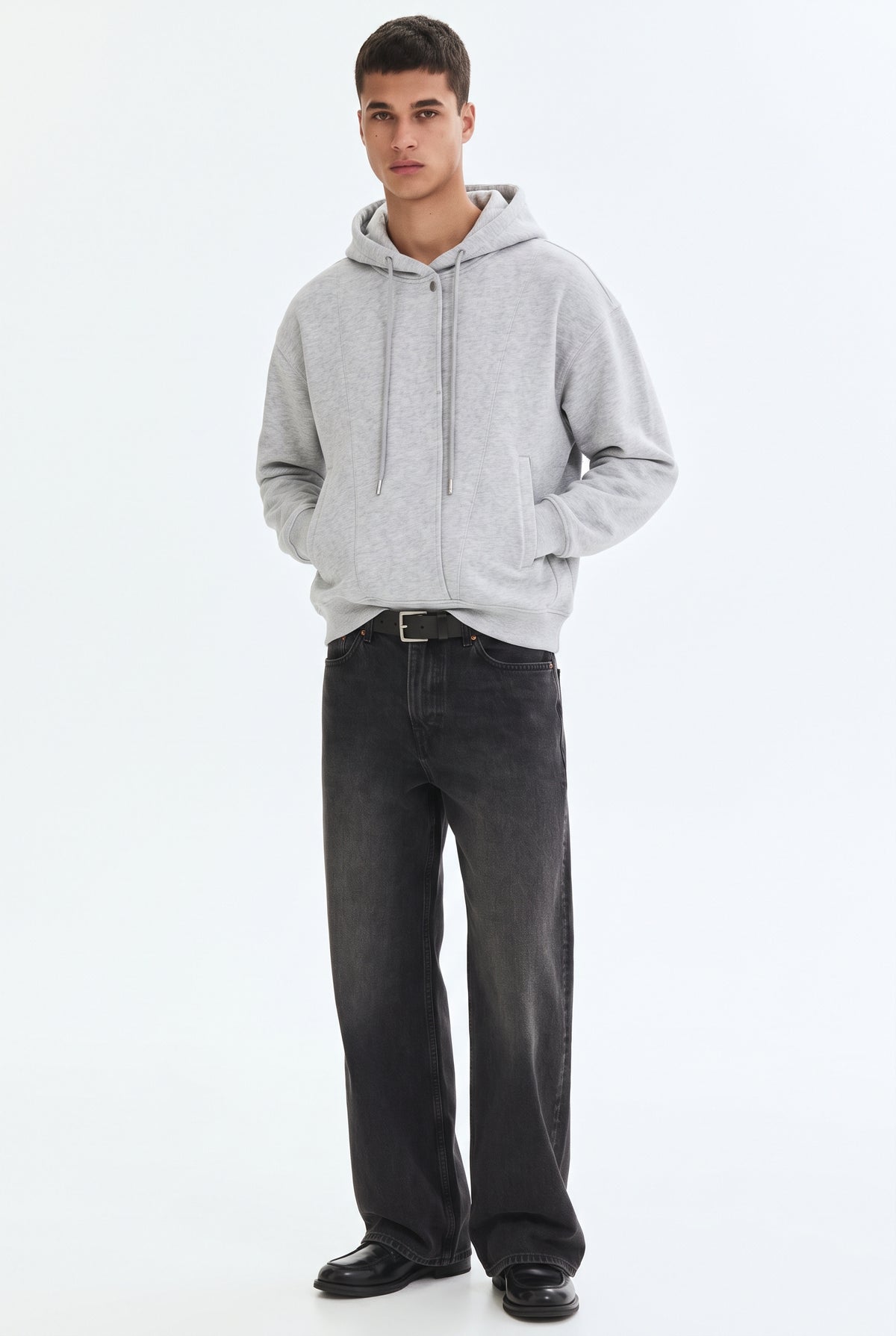 Boxy Button Placket Hoodie