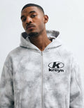 Dirty Washed Zip-Up Fleece Hoodie