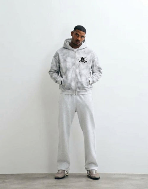 Dirty Washed Zip-Up Fleece Hoodie