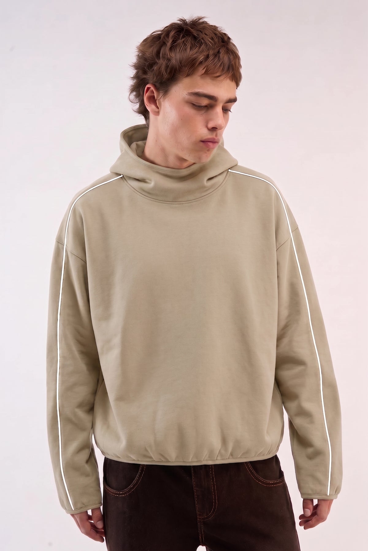 Unisex Piping Fleece Hoodie