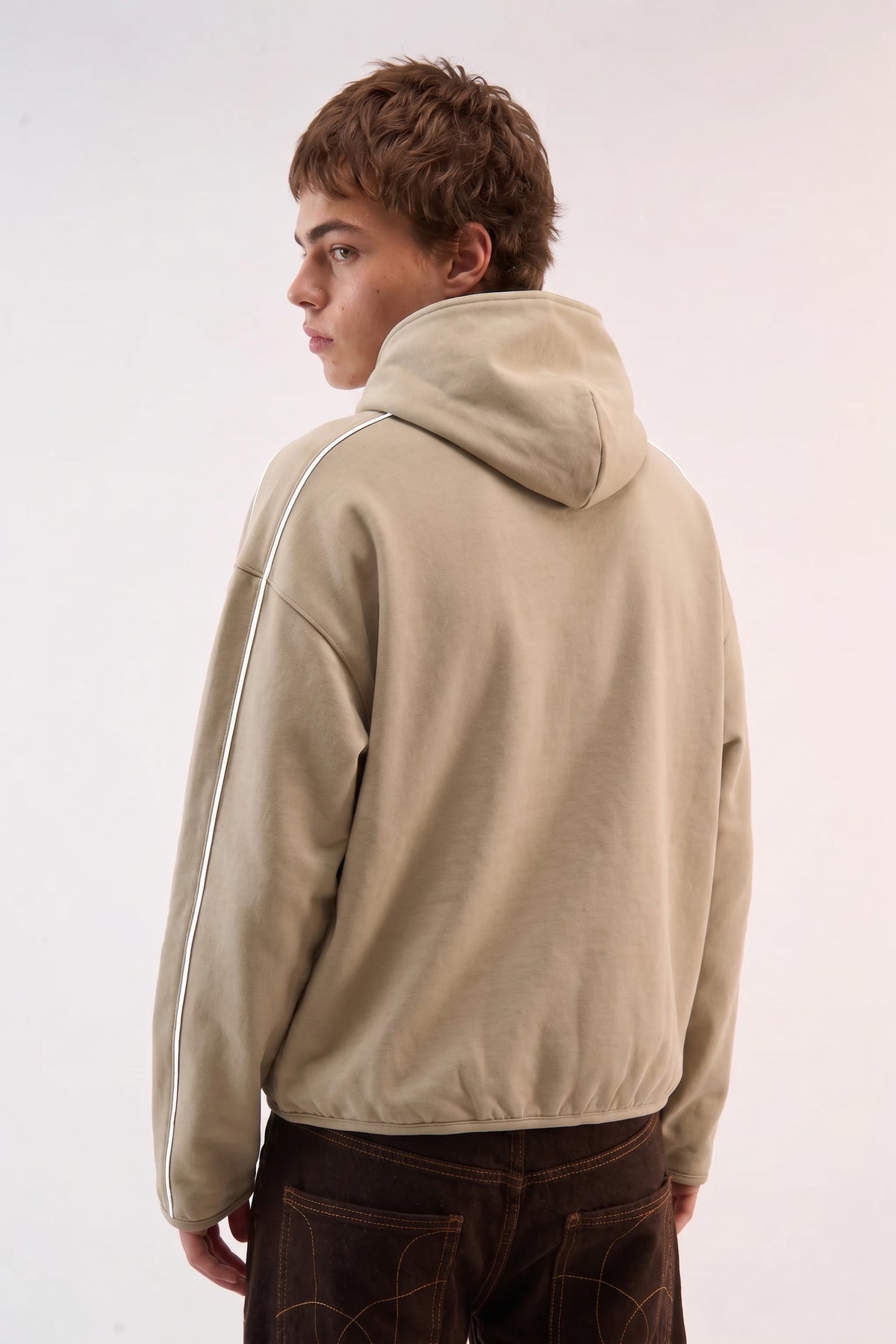 Unisex Piping Fleece Hoodie
