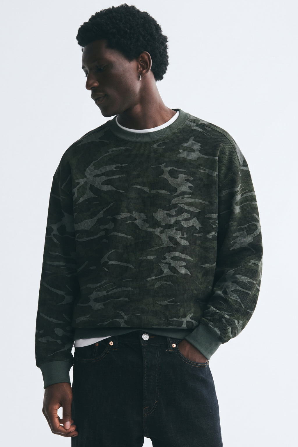 Unisex Waffle Boxy Long Sleeve Sweatshirt