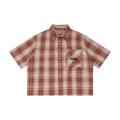 Unisex Plaid Boxy Short Sleeve Shirt
