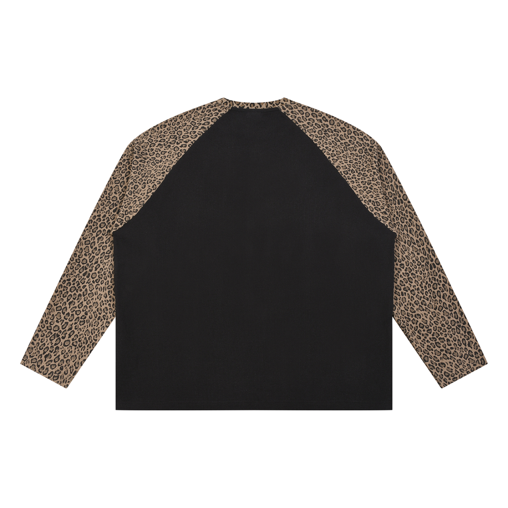 Unisex Leopard Panel Raglan Sleeve T-Shirt