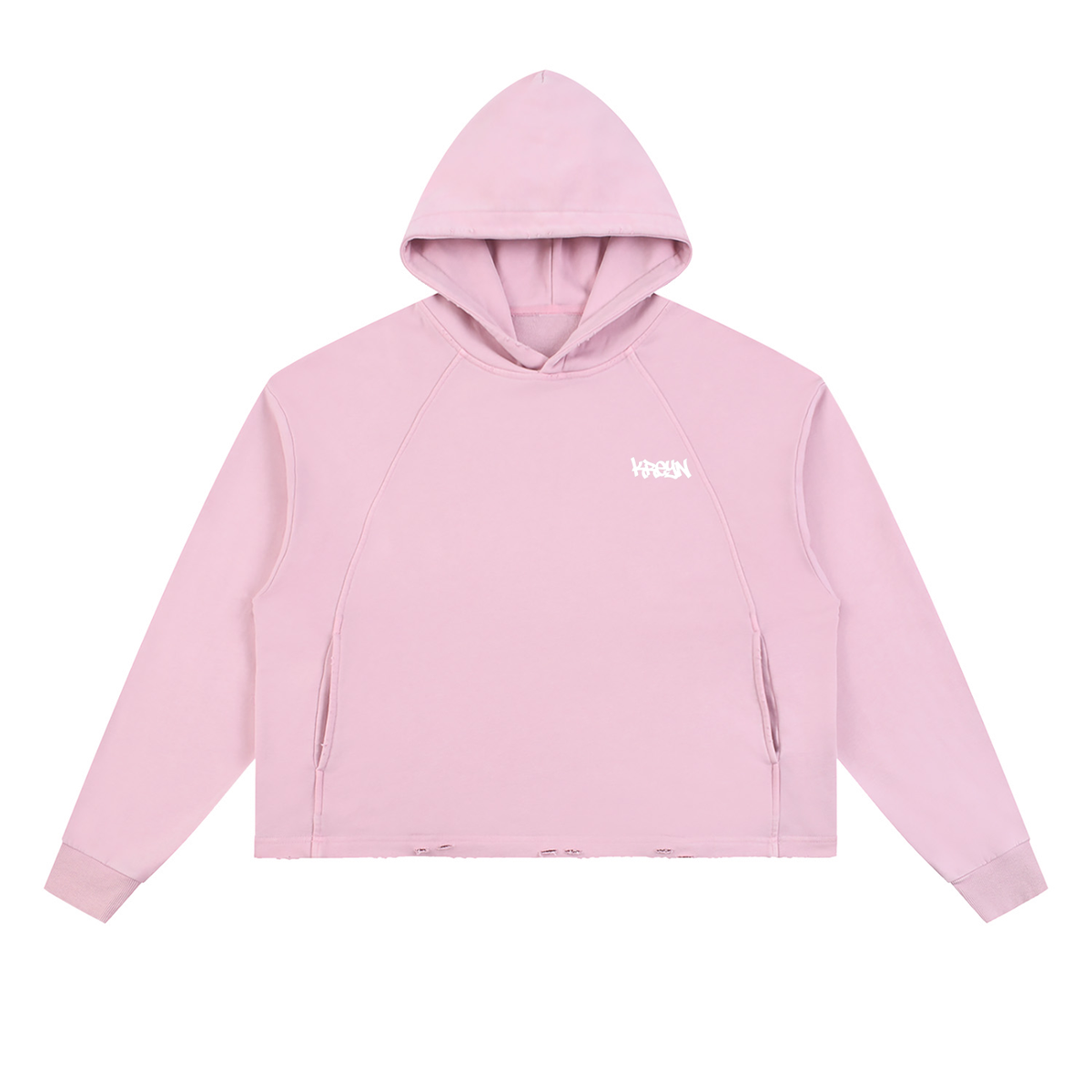 Vintage Washed Frayed-Hem Hoodie