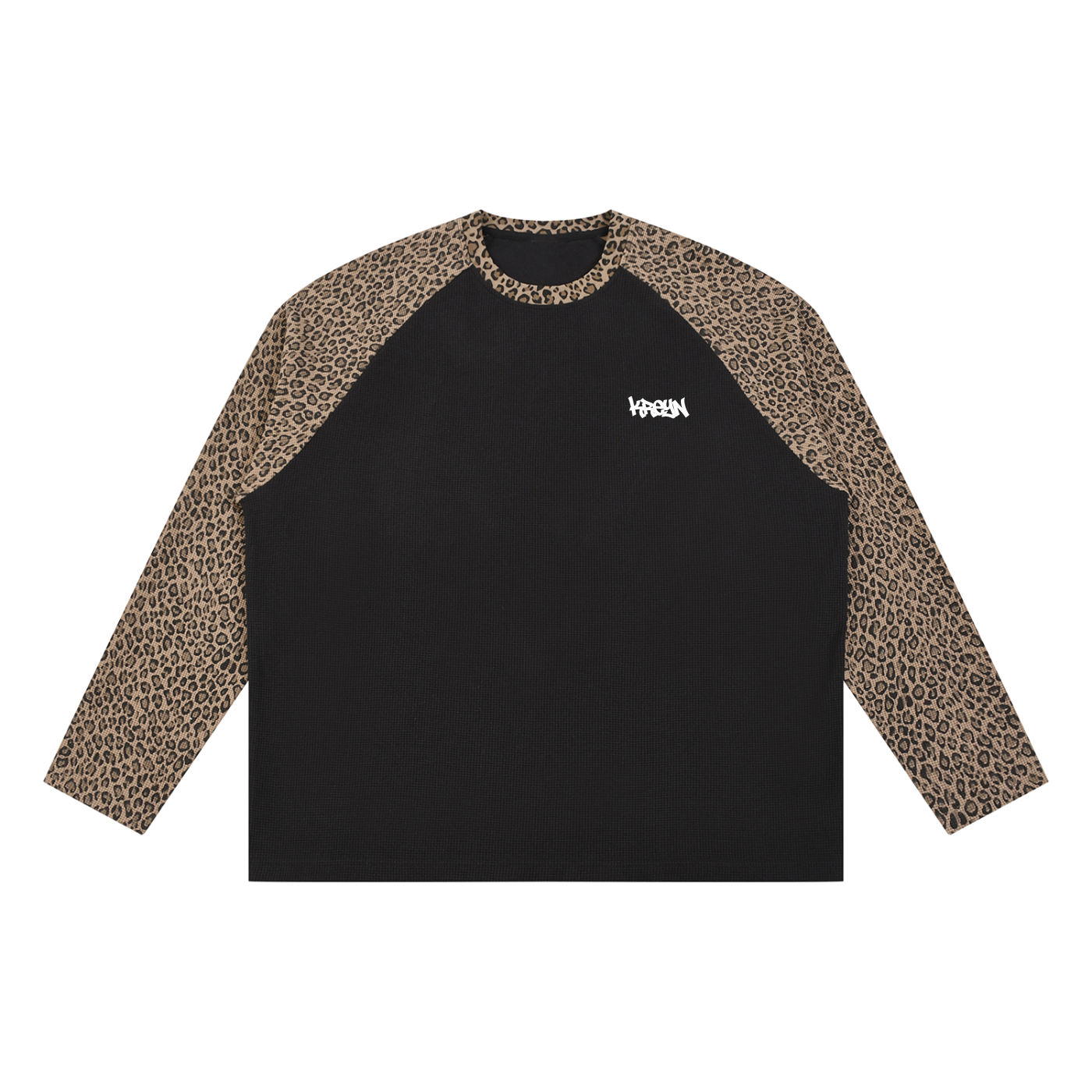 Unisex Leopard Panel Raglan Sleeve T-Shirt