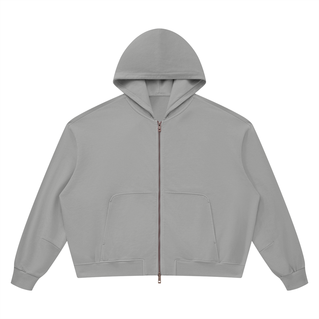Unisex Vintage Wash Boxy Full Zip Hoodie