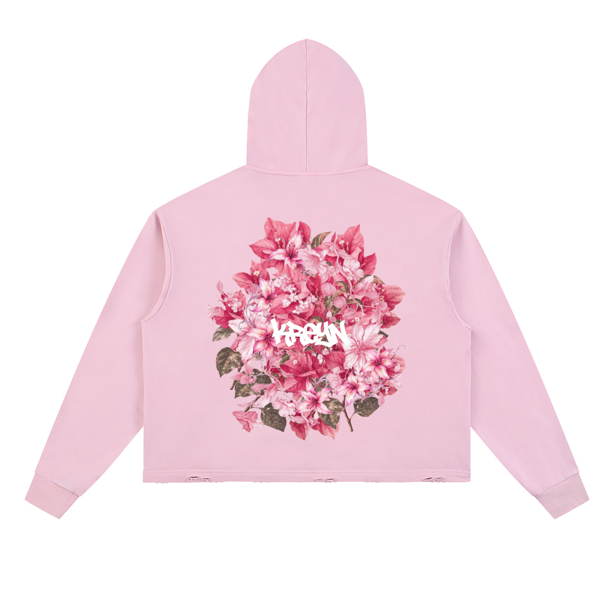 Vintage Washed Frayed-Hem Hoodie