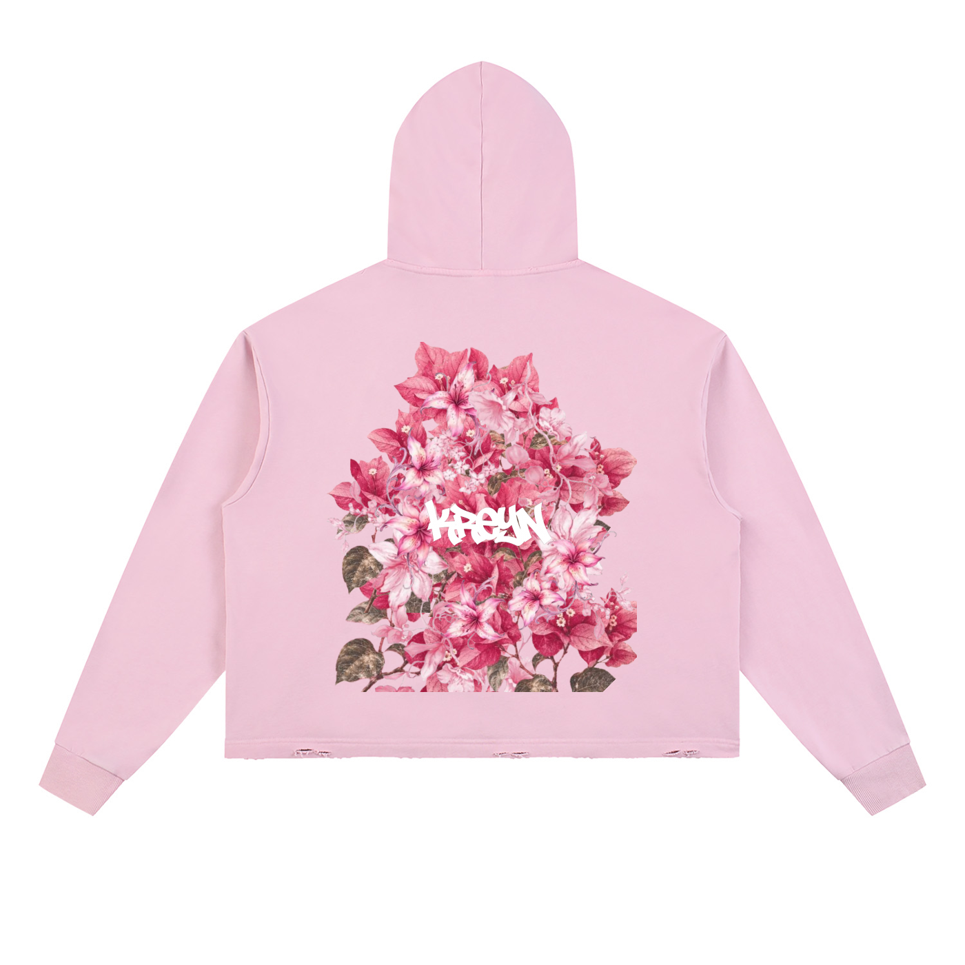 Vintage Washed Frayed-Hem Hoodie
