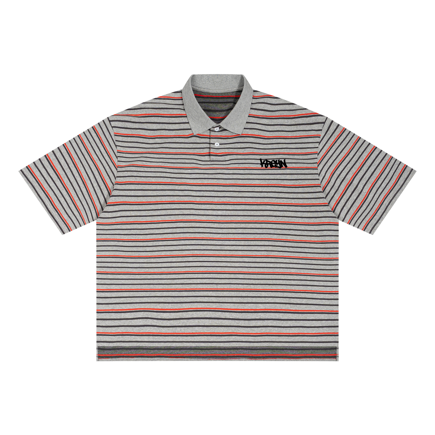 Unisex Striped Boxy Collared Polo Shirt