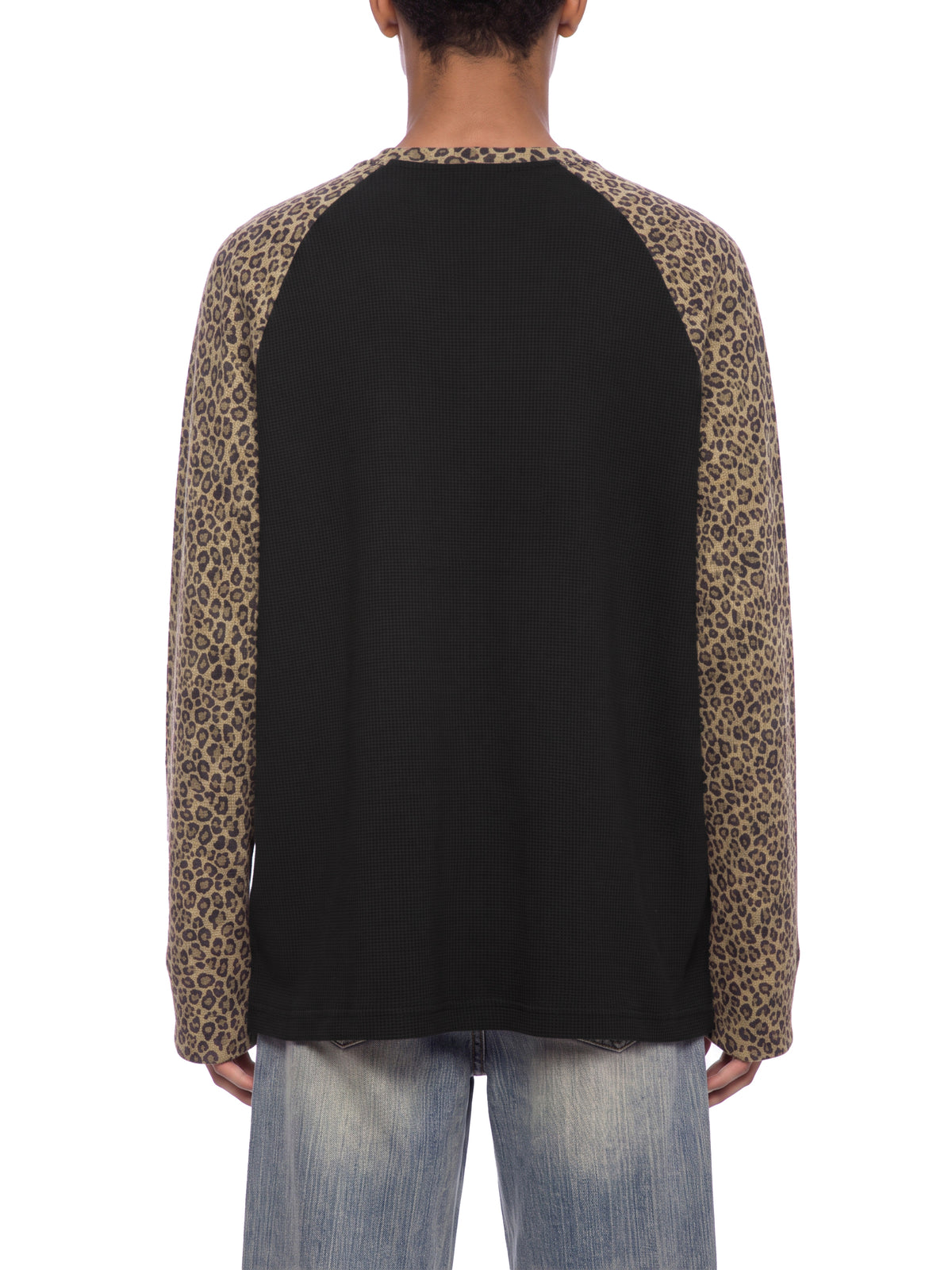 Unisex Leopard Panel Raglan Sleeve T-Shirt